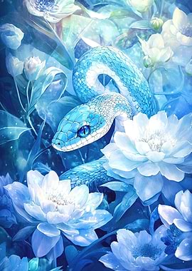 Snake Among Flowers