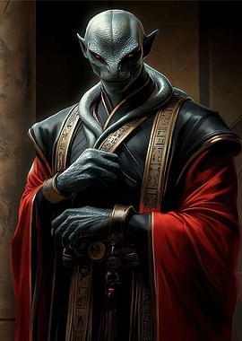 Alien Priest with Red Eyes