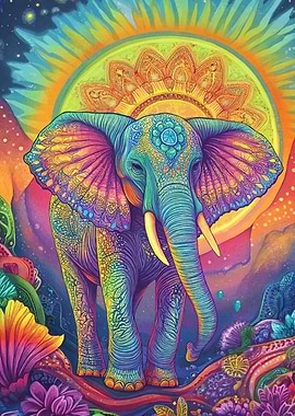 Psychedelic Elephant Animal