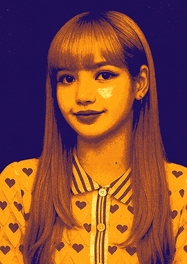 Lisa from Blackpink portrait in orange