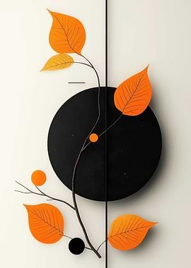 Abstract Leaves and Circle Art