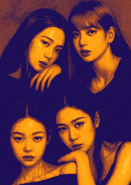Blackpink Portrait in Orange and Blue