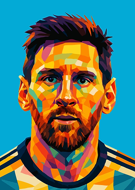 Lionel Messi Colorful Portrait WPAP Art