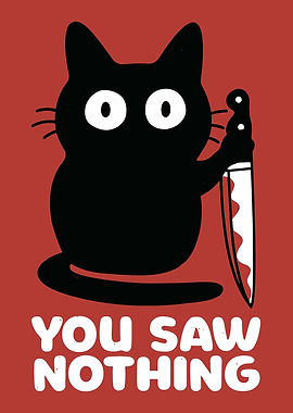 Black Cat with Knife