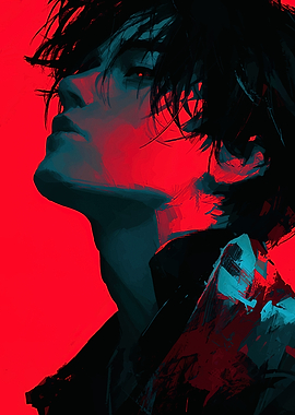 Red and Teal Portrait Illustration