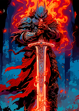 Fiery Knight with Sword