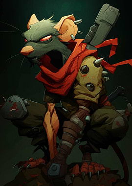 Anthropomorphic Rat Warrior Illustration