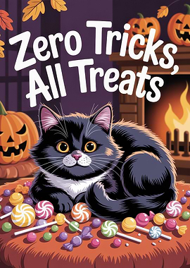 Zero Tricks, All Treats Halloween Cat