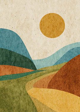 Abstract Landscape with Sun