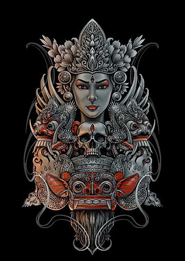 Balinese Goddess with Skull and Masks