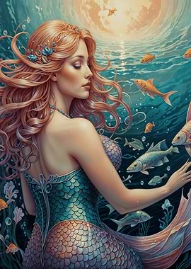 Dreamy Mermaid in Teal Waters