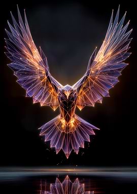 Geometric Eagle with Glowing Lines