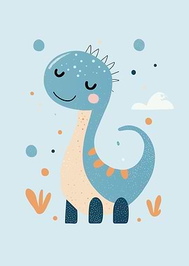 Cute Cartoon Dinosaur Illustration