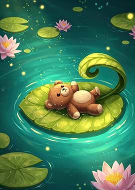 Teddy Bear on Lily Pad