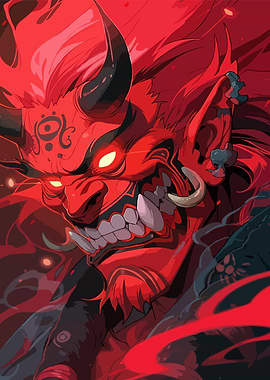 Red Oni Demon Illustration