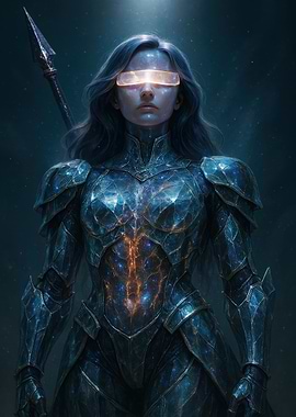 Futuristic Warrior Woman with Spear