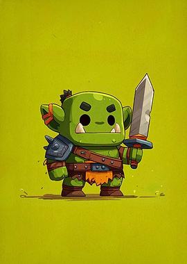 Cartoon Orc Warrior with Sword