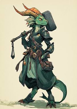 Dragonborn Warrior with Hammer