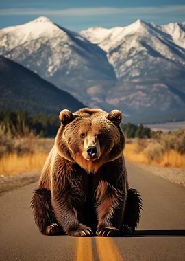 Grizzly Bear on Road