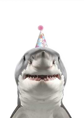 Great White Shark with Party Hat