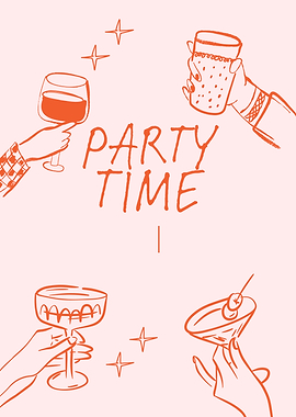 Party Time Drinks Illustration