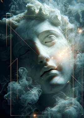 Marble Statue with Smoke and Lines