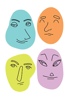 Abstract Faces with Colorful Backgrounds