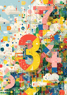 Abstract Numbers and Shapes Composition