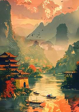 Asian Landscape Pagodas