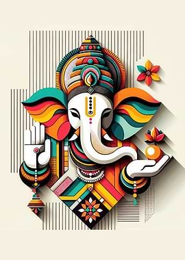 Colorful Ganesha Illustration