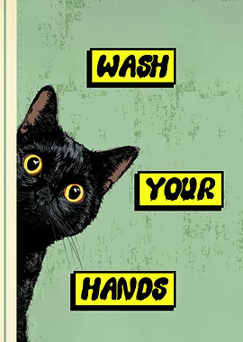 Wash Your Hands Cat Poster