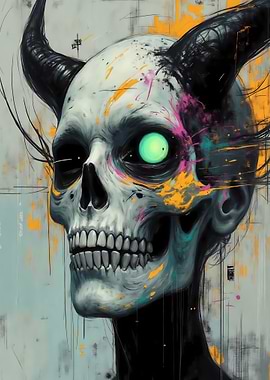 Horned Skull with Glowing Eye