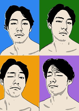 Pop Art Portrait with Four Expressions