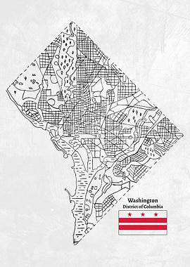 Hand Drawn Map of Washington D.C.