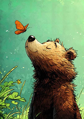 Bear and Butterfly in Nature