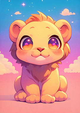 Cute Cartoon Lion Animal