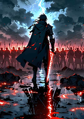 Dark Warrior with Glowing Sword