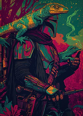 Mandalorian with Lizards Digital Art