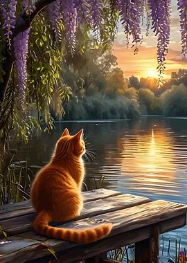 Ginger Cat by the Lake