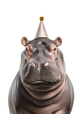 Hippo with Party Hat
