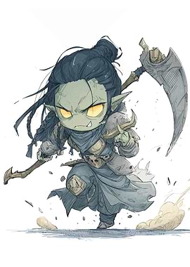 Chibi Orc Warrior with Scythe
