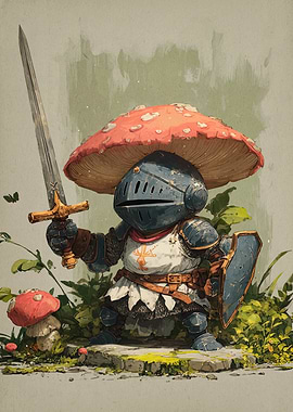 Mushroom Knight with Sword and Shield