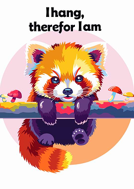 Red Panda Hanging Illustration