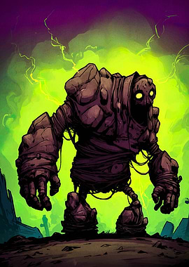 Stone Golem Fantasy Creature Illustration