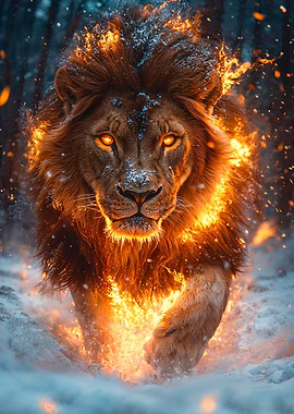 Fiery Lion in Winter