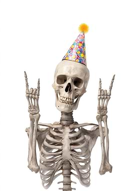 Skeleton with Party Hat Rock On
