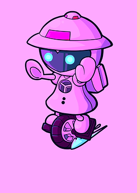 Clank Pink Robot on Wheel