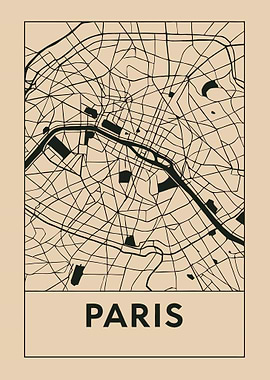 Paris City Map Minimalist Art