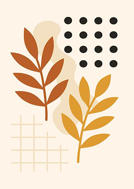 Abstract Botanical Art with Geometric Shapes