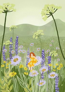 Girl in a flower field